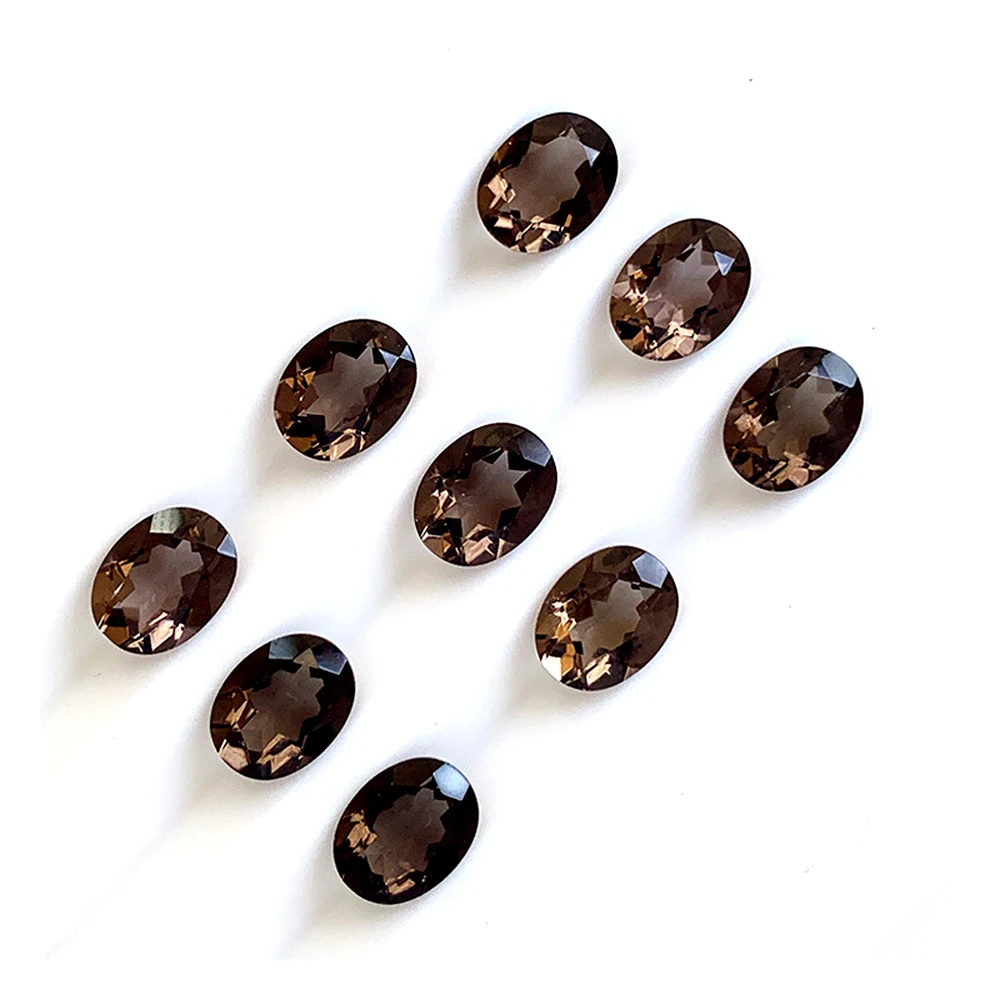 100pcs Oval Shape 3x4mm-6x8mm Oval Facet High Quality 100% Authentic Natural Smoke Quartz Crystal Loose Gemstones For Jewelry