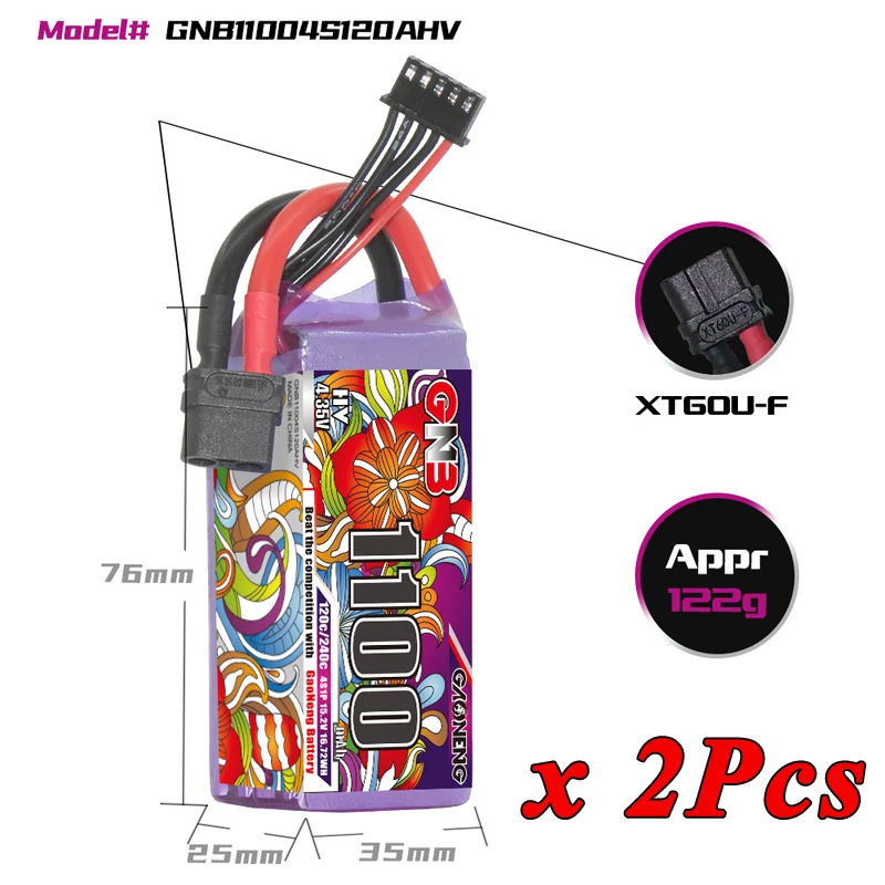 1/2Set GNB 4S 6S 1100/1300/1500/1850mAh 15.2V 22.8V 120C Met XT60 voor FPV Drone Helikopter Vliegtuig Oplaadbare Lipo Batterij
