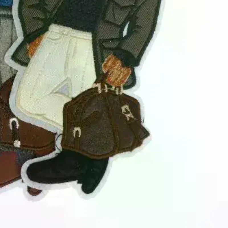 

Большая нашивка-аппликация в виде медведя, вышитая вручную, для декора одежды, аксессуаров, шитья, рукоделия, рюкзаков, текстиля