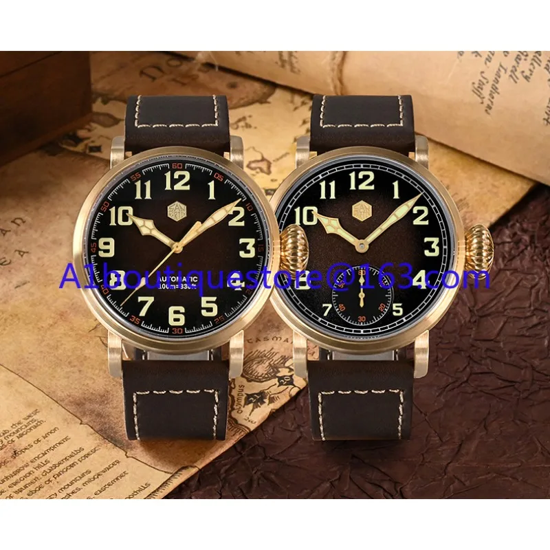 Military Soul Customized Watch Big Pilot Watch Genuine Leather Mechanical  Waterproof SN0095