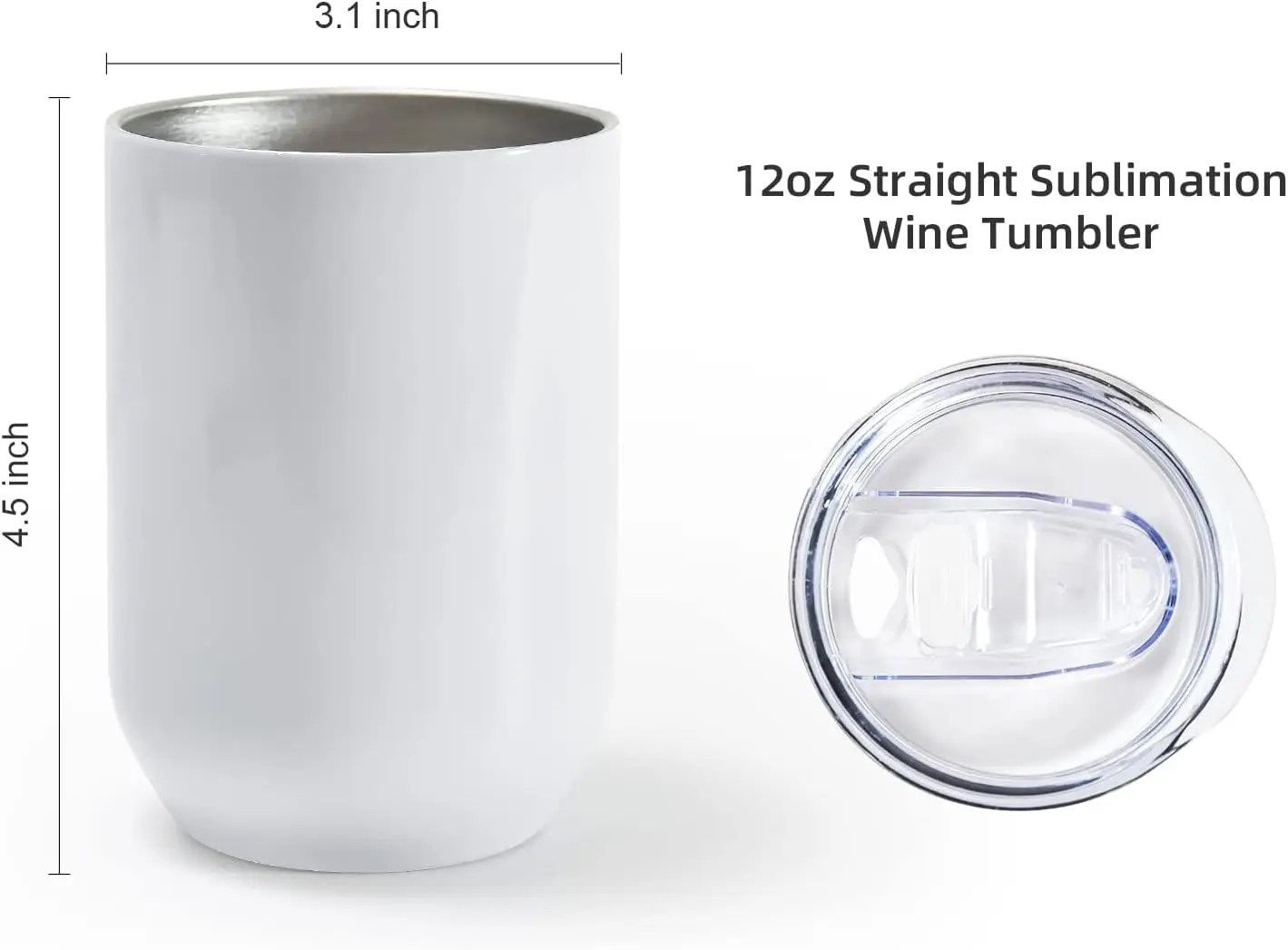 Sublimation Blanks Wine Tumblers 12oz Straight Tumblers, 50 pack Stainless Steel Double Wall Vacuum Insulated Tumblers