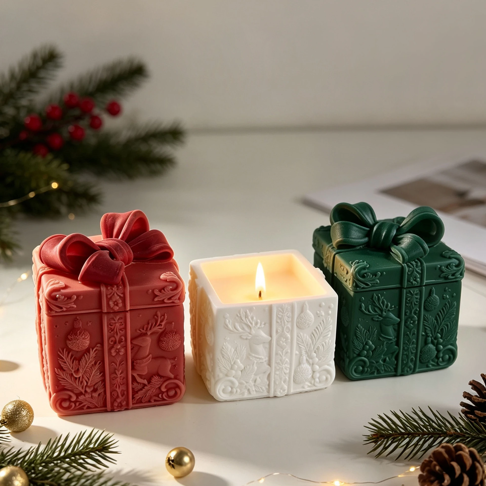 Christmas Gift Box Silicone Mold DIY Storage Container Epoxy Resin Plaster Aromatherapy Craft Home Decor Organizer Gift Making