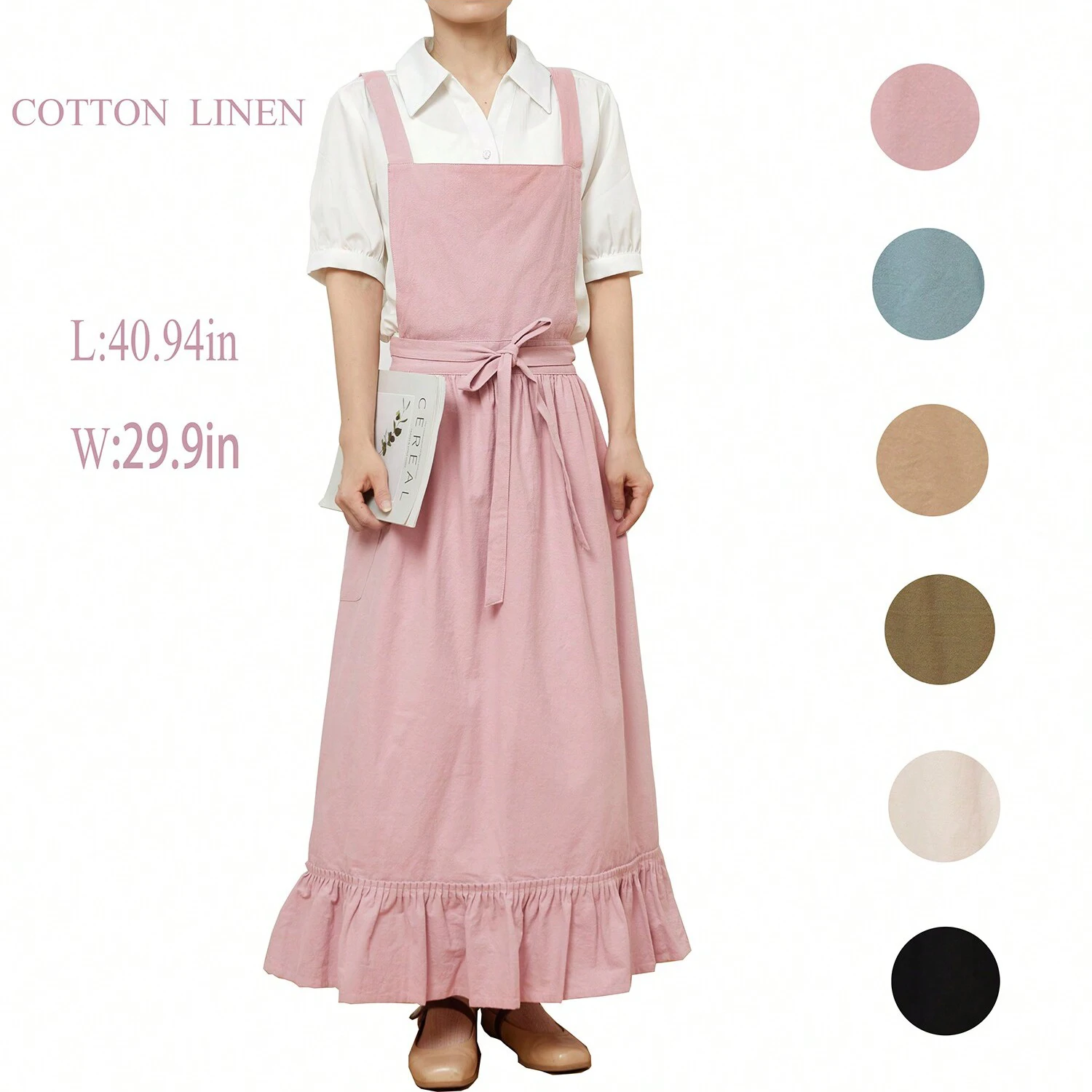Retro Medieval Cotton Linen Cooking Kitchen Aprons For Woman Dress Flower Shop Smock Hairdresser Bib Garden Overall