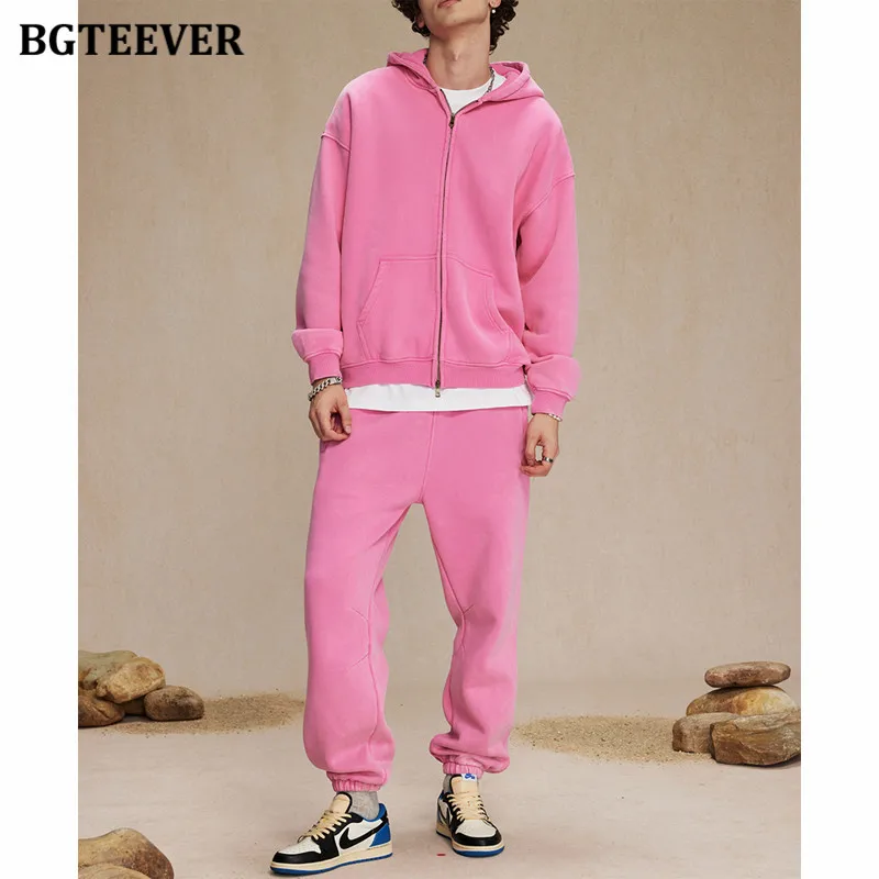 BGTEEVER Autumn Winter Thicken Velvet Ladies Tracksuits Long Sleeve Zipper Up Fleece Hoodies & Long Pants Women Sweatshirts Set