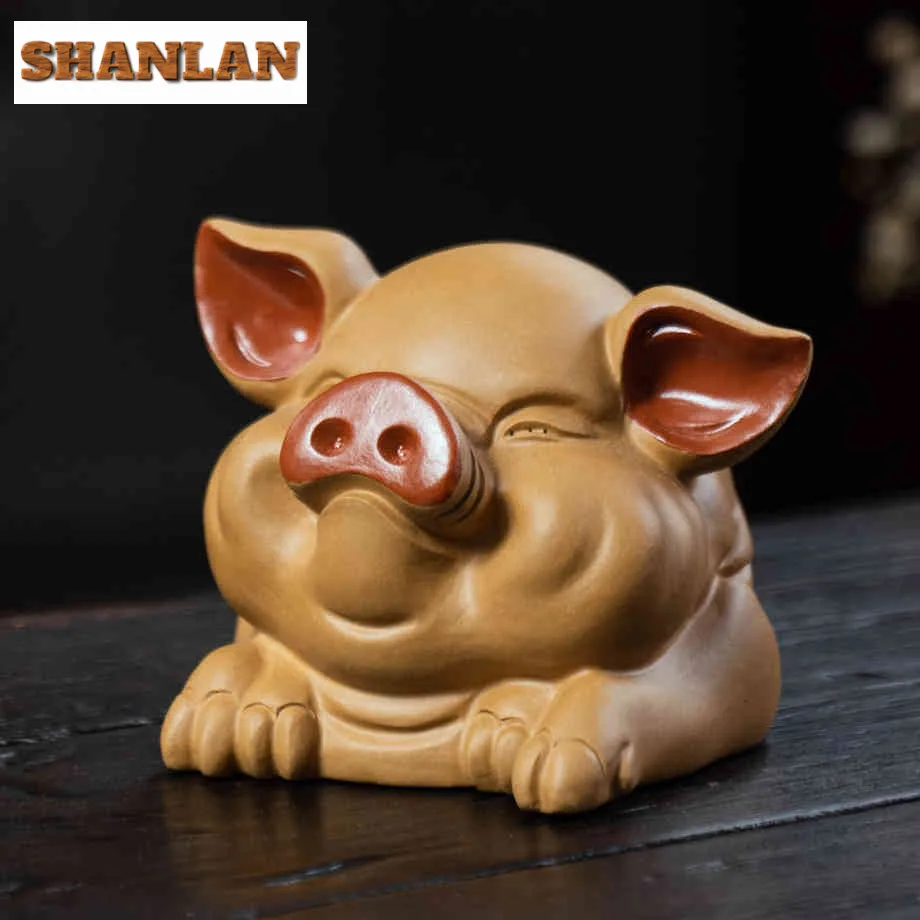 

Yixing Zisha Fortune Pig Tea Pet Creative Flowerpot Landscaping Tea Figurine Play Toys Tea Statue Ornaments Cha Workmanship Gift