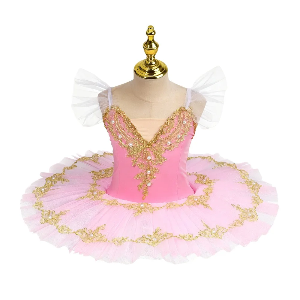 Sukienka baletowa dla dzieci z cekinami, nowoczesna, bufiaste ubranie do występów, sukienka na przyjęcie z perłami, tutu baletowe dla dziewczynek.
