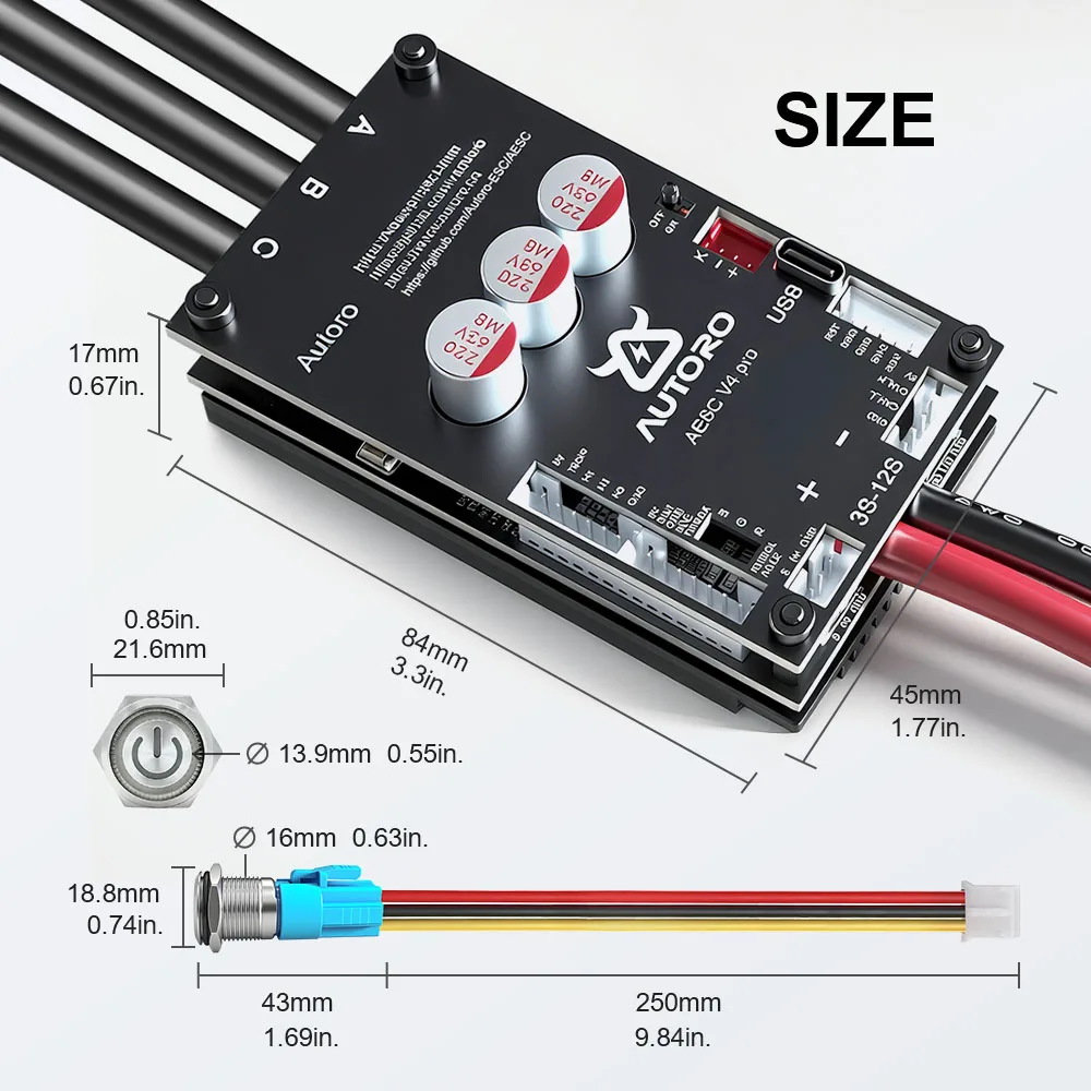 Autoro ESC V4BPRO ث/وحدة بلوتوث BLDC FOC وحدة تحكم المحرك 12S 80A سباركليس VESC لتقوم بها بنفسك لوح التزلج الكهربائي سكوتر روبوت