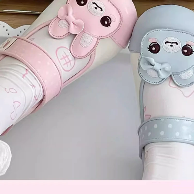 2025 春と秋の日本オリジナルベルクロピンクブルーガールフラットヒールシングルシューズかわいい甘いロリータ丸頭女性のパンプス