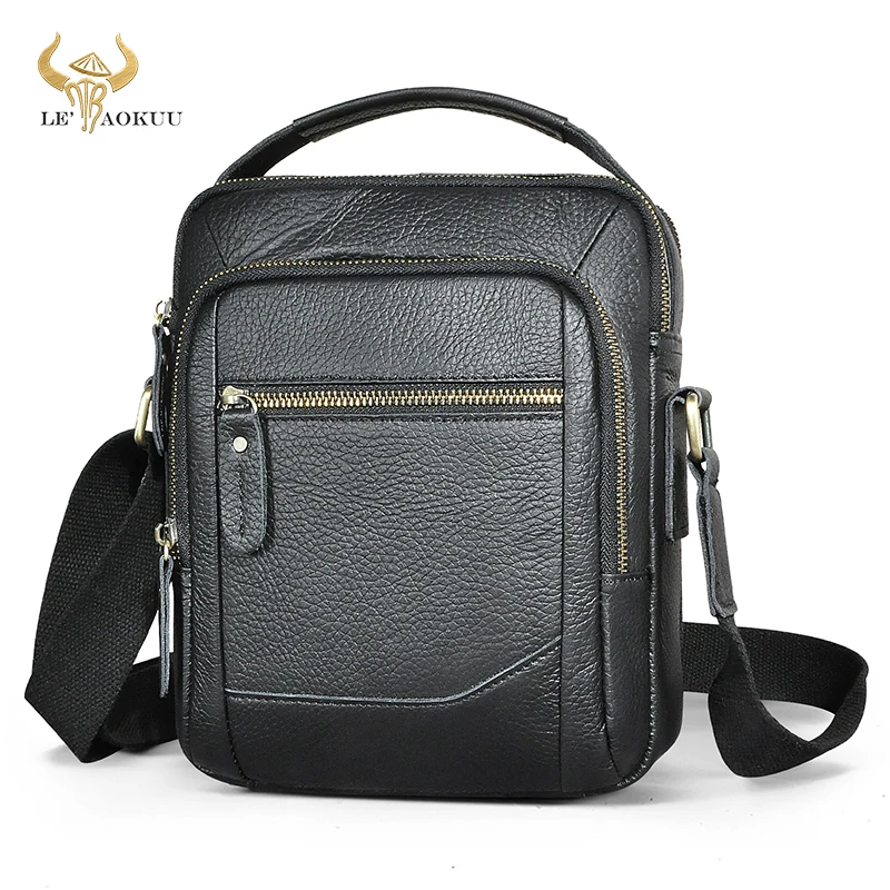 

2022 Natural Bull Leather Travel Tote Messenger Bag Design Satchel Cross-body One Shoulder Bag 8" Tablet Case For Men Male 136