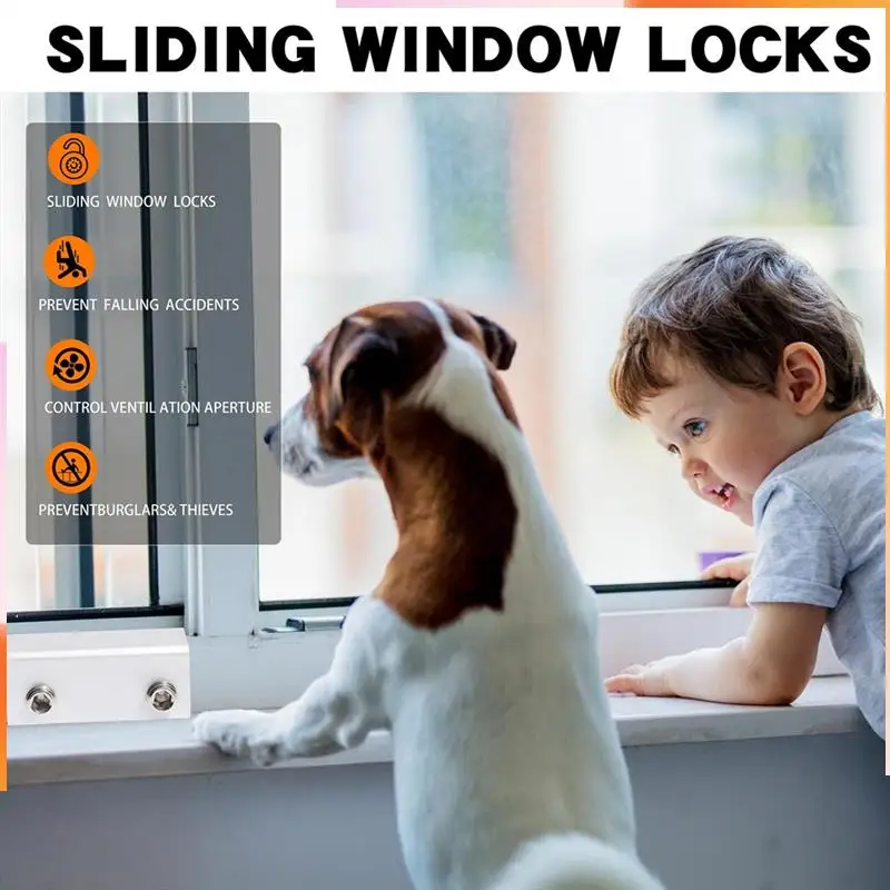 A92Z Window Lock (6 Sets) Safety Window Lock, For Vertical And Horizontal Sliding Window And Sliding Doors, Adjustable Lock