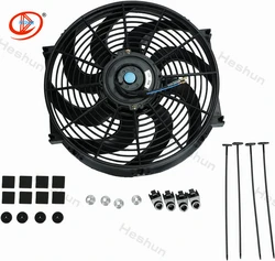 8/10/12/14/16 Inch Slim Fan Push Pull High Performance Electric Radiator Cooling Fans 12V 80W 2100RPM Mount Kit Unversal Black