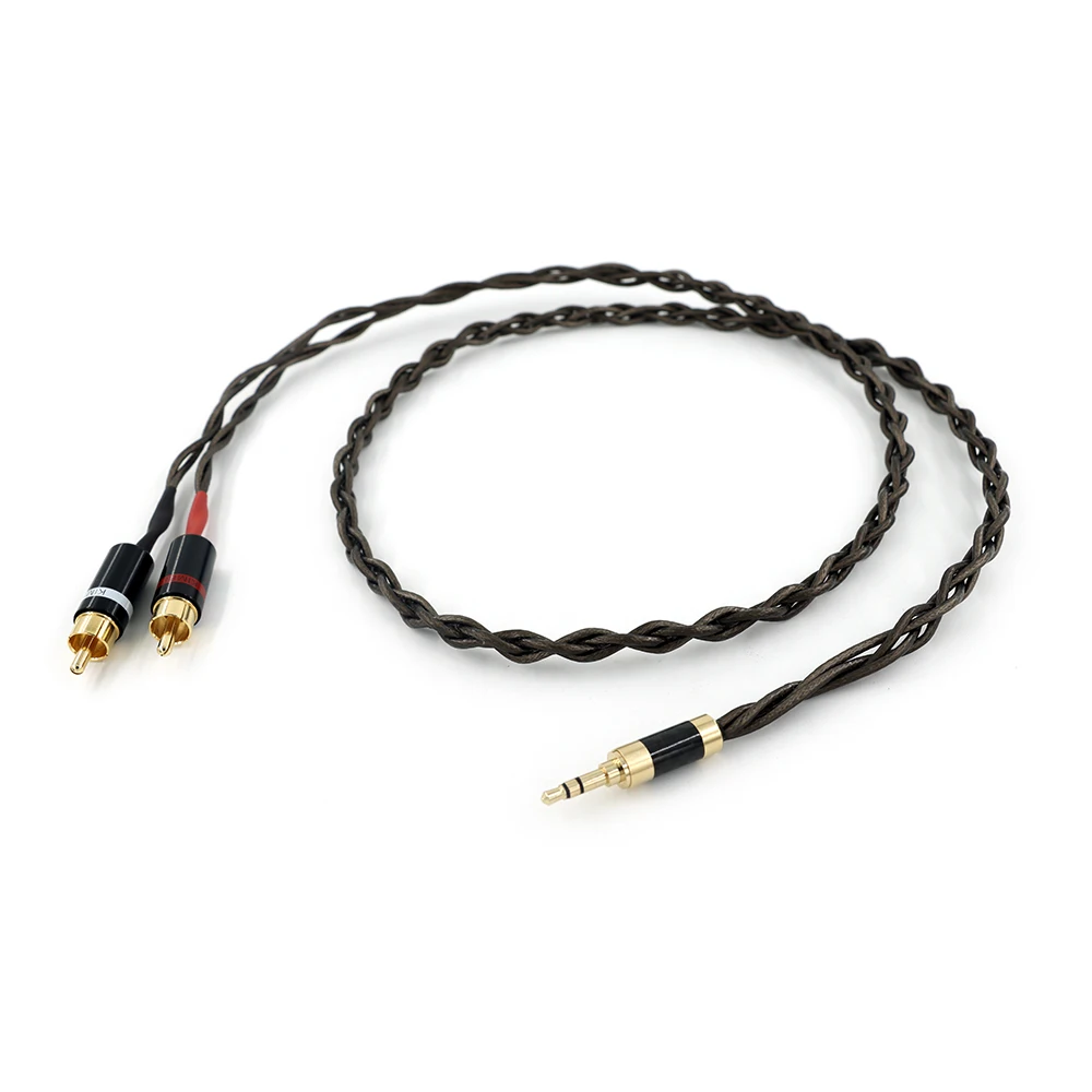 プロオーディオ 3.5mm-2RCA ケーブル - 極低温処理された 50μm Ag メッキ OFC、デュアルシールド付き ​