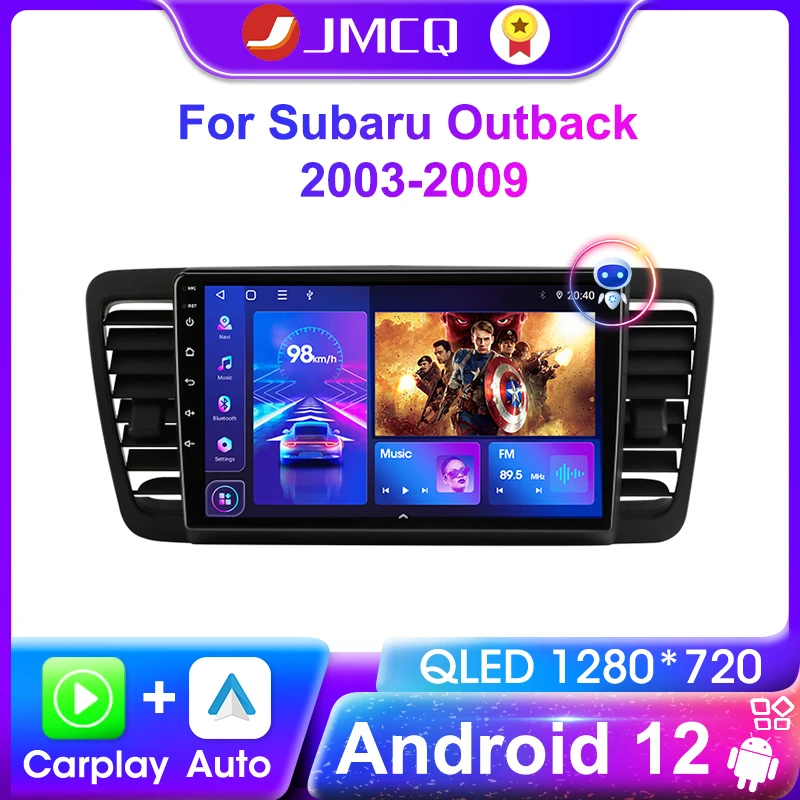 JMCQ 2 Din Android 12 Car Radio Multimedia Video Player For Subaru Outback 3 Legacy 4 2003-2009 Stereo Navigation GPS 4G Carplay