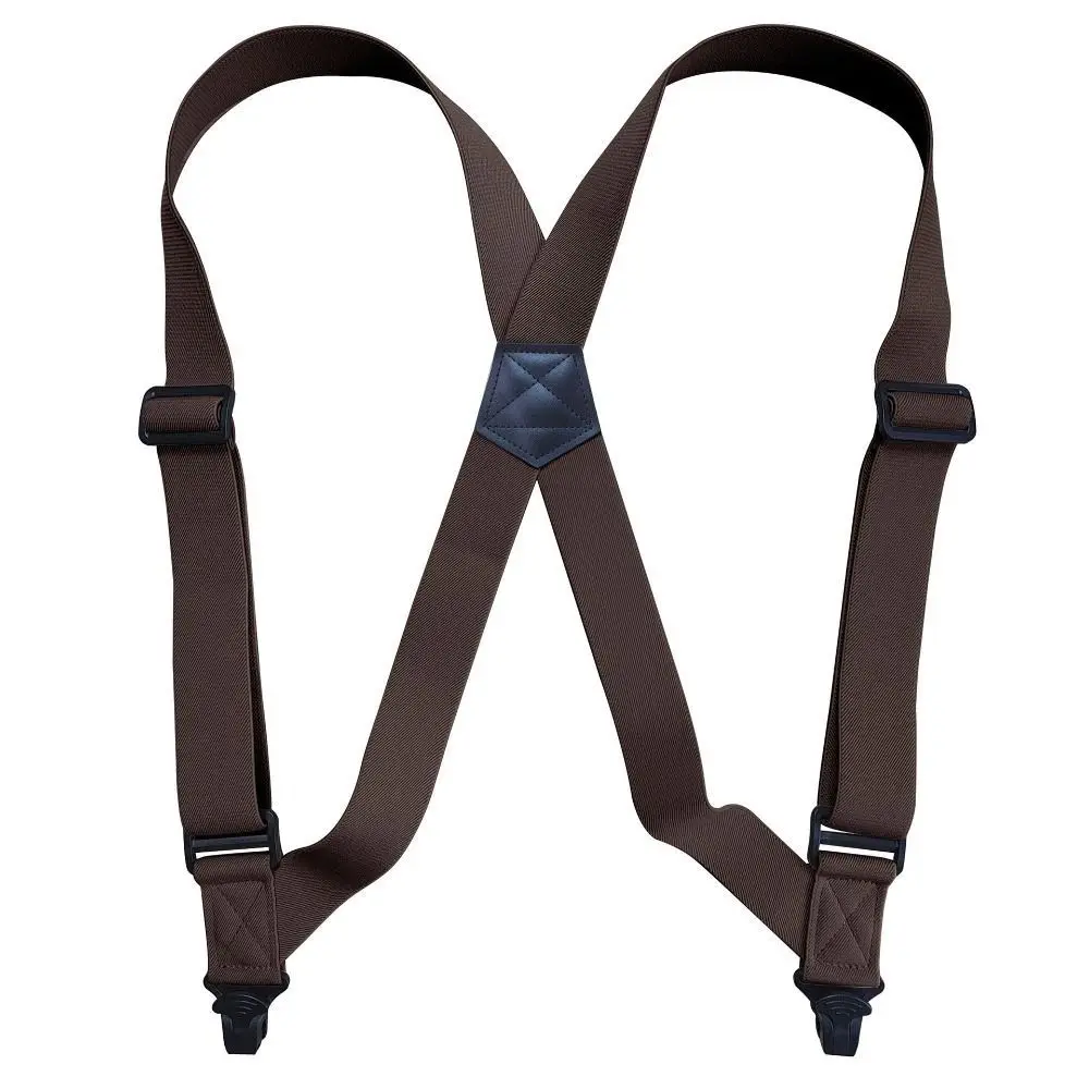 3.8cm Wide Men's Suspenders X Shape Elastic Suspenders Trouser Braces 2 Clips Adjustable Plastic Side Clip Braces Suspenders