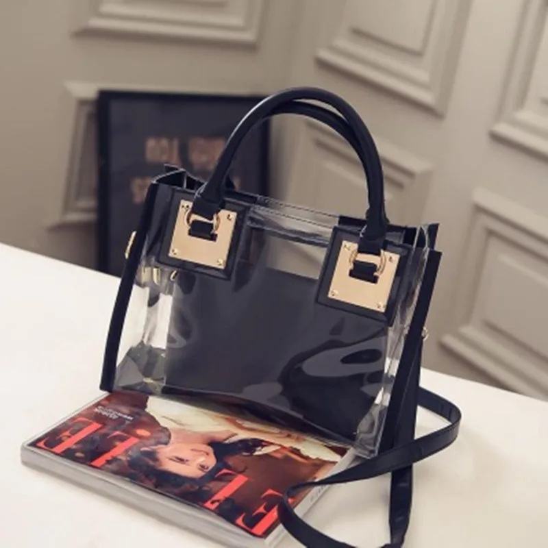 

1pcs Crossbody Shoulder Bag PVC Transparent Jelly Bag with Inner Pouch and Lock