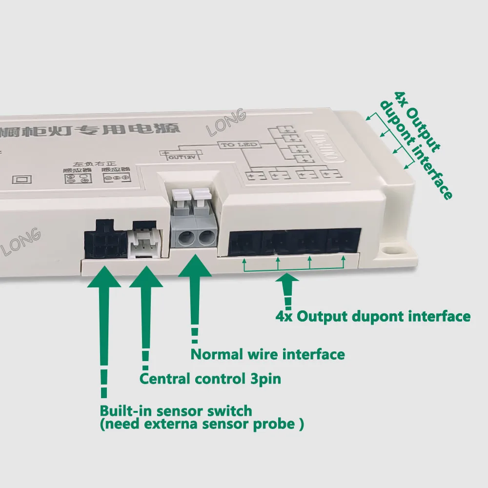 Wardrobe LED Power Adapter 12V 24V Transformer, Wide Voltage 110V-220V Dupont Driver for Cabinet Lighting, Centralized Control,