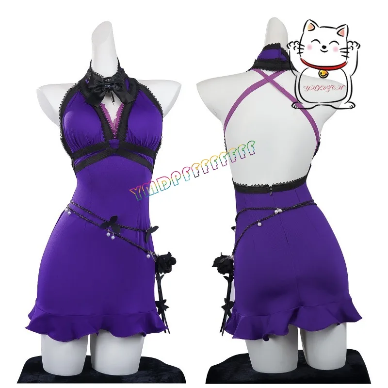 Anime Tifa Lila Cosplay Kleid Set Spiel Halloween Sexy Karneval Karneval Nacht Neu