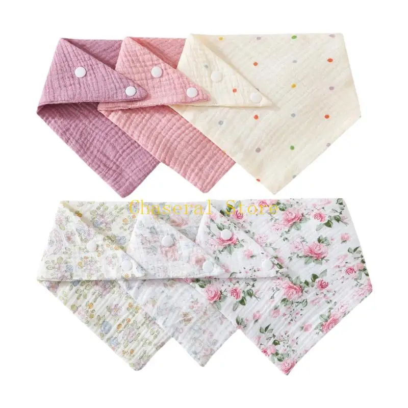 E7CE 6pcs Newborn Drooling Apron Adjustable Breathable Cotton Bib Burp Cloths Nursing Bib Feeding Bib for Infant Toddlers