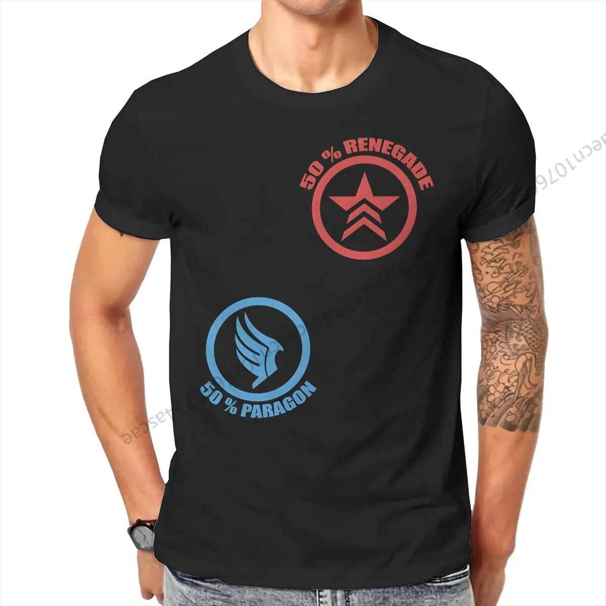 Mass Effect Renegade Paragon T Shirt Homme Men's Tshirt Cotton Men Clothes