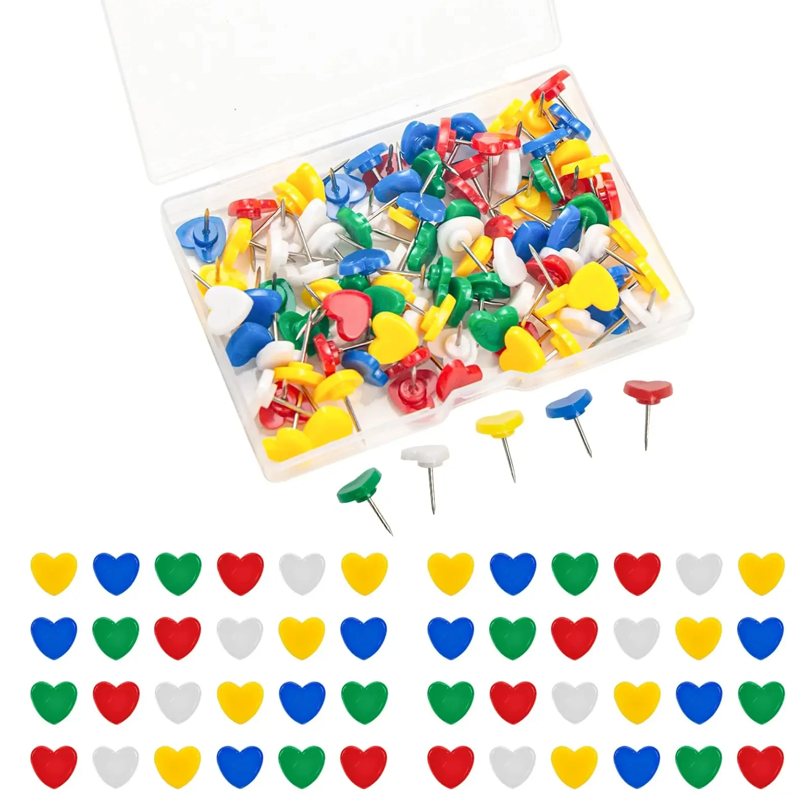 100 teile/schachtel Herz Reißzwecken Metall Push Pins Kork Bord Foto Pins für Foto Wand Dekorative Büro Schule Wand