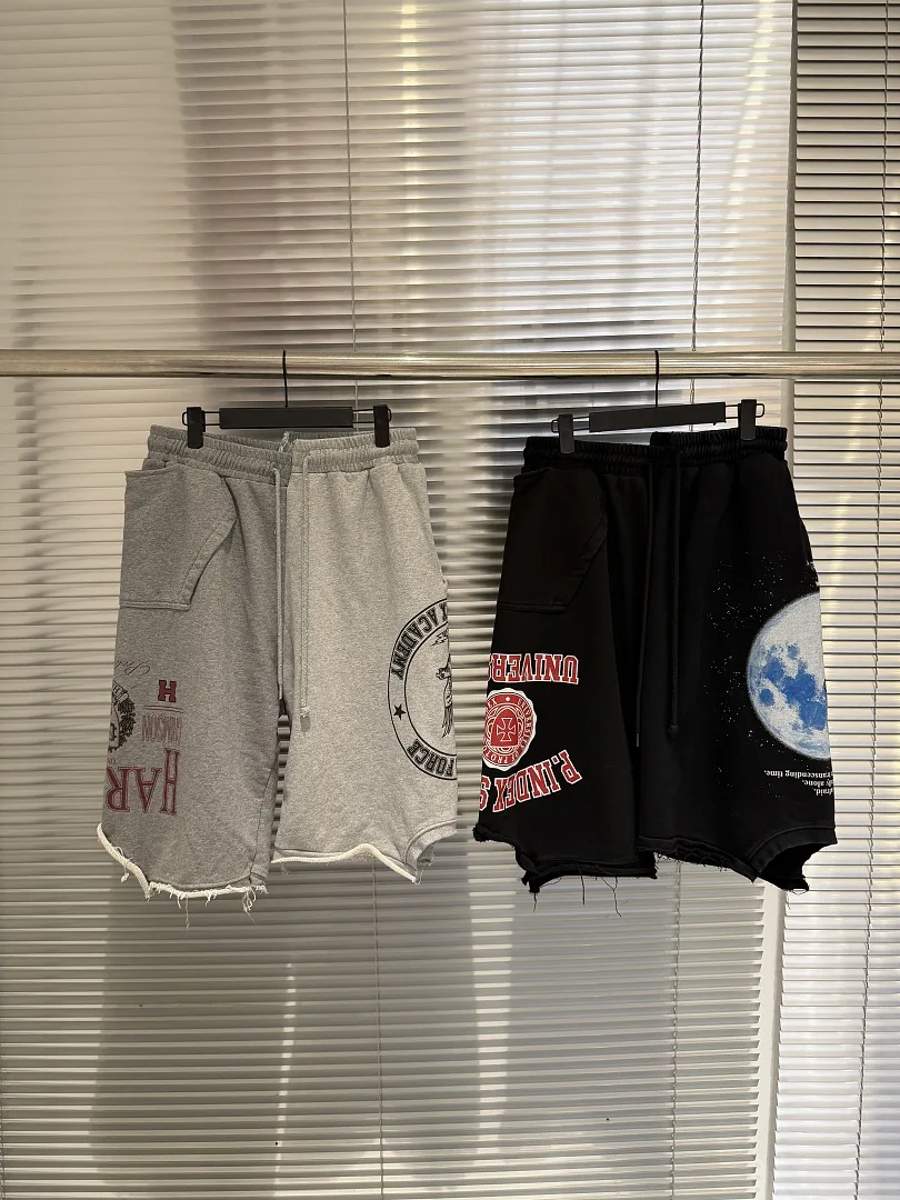 26ss Logo Printed Women Men Oversized Ripped Shorts Hiphop Streetwear Cotton Short Pants Shorts