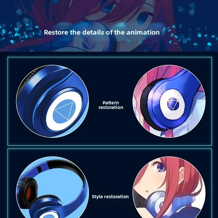 Flower marriage Nakano Sanjiu with the same triangle foldable head-mounted animation bluetooth headset in the second dimension