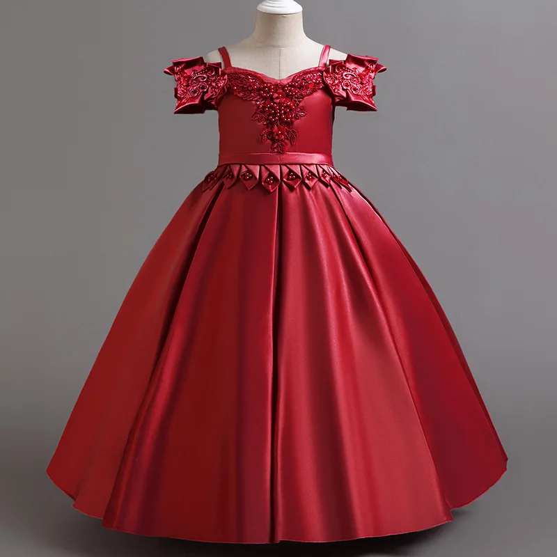 فستان الحفلات للفتيات المزين بالزهور فستان الأميرة المطرز للمراهقين أول مناولة لحفلات الزفاف وأعياد الميلاد وحفلات الأداء #4