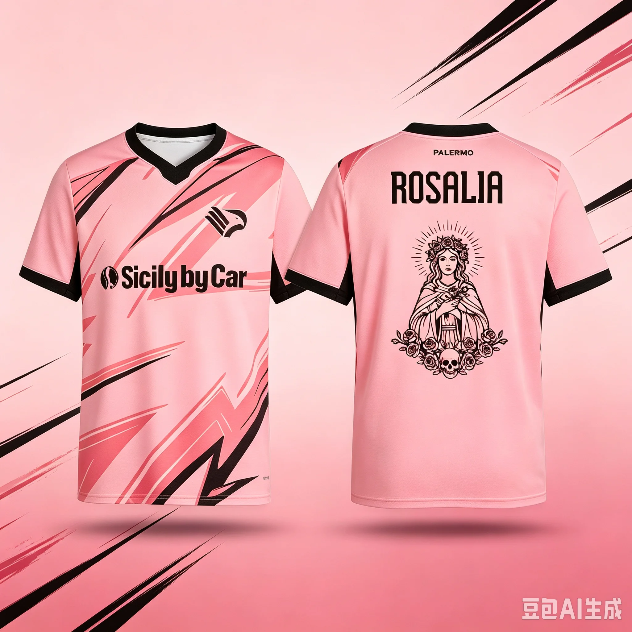 Palermo 2026/27 Concept Design Lightning Texture Rosalia Football Jersey Casual Sports Short Sleeve T Shirt Family Matching