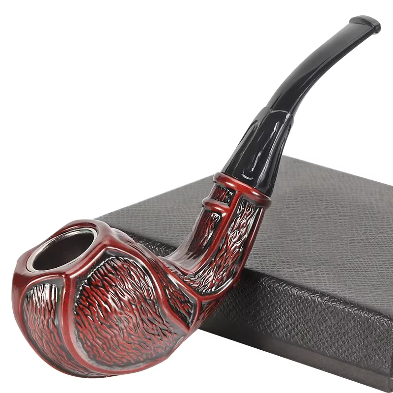 Creative Bakelite Carved Pipe With Detachable Metal Pipe Holder For Easy Cleaning. Comes With A Filter. Pipe Smoking Accessories