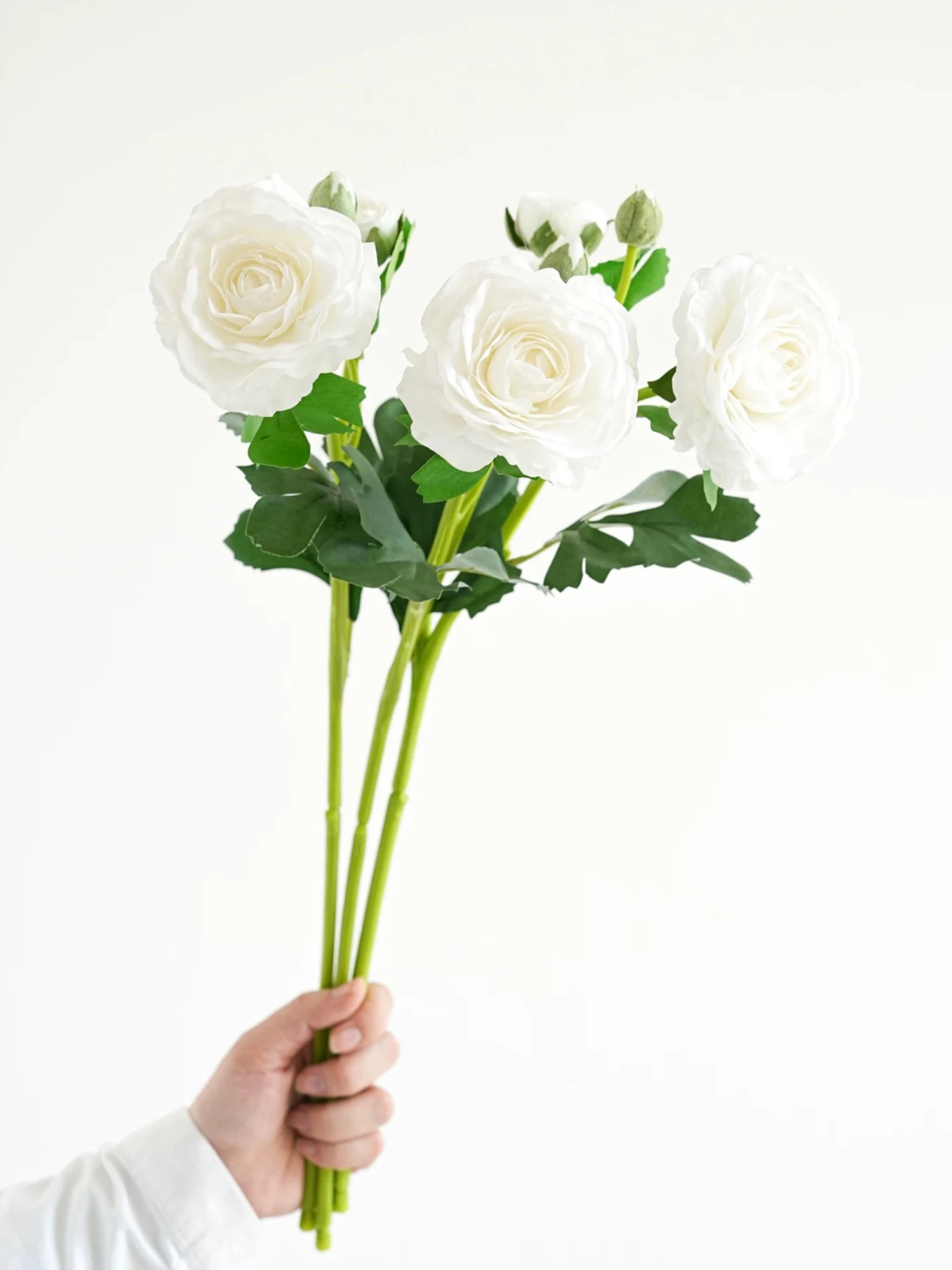 Artificial Ranunculus Flowers 3 Stems Faux Persian Buttercup Real Touch Flower Wedding Bouquet Vase Arrangement Home Decor - view 6