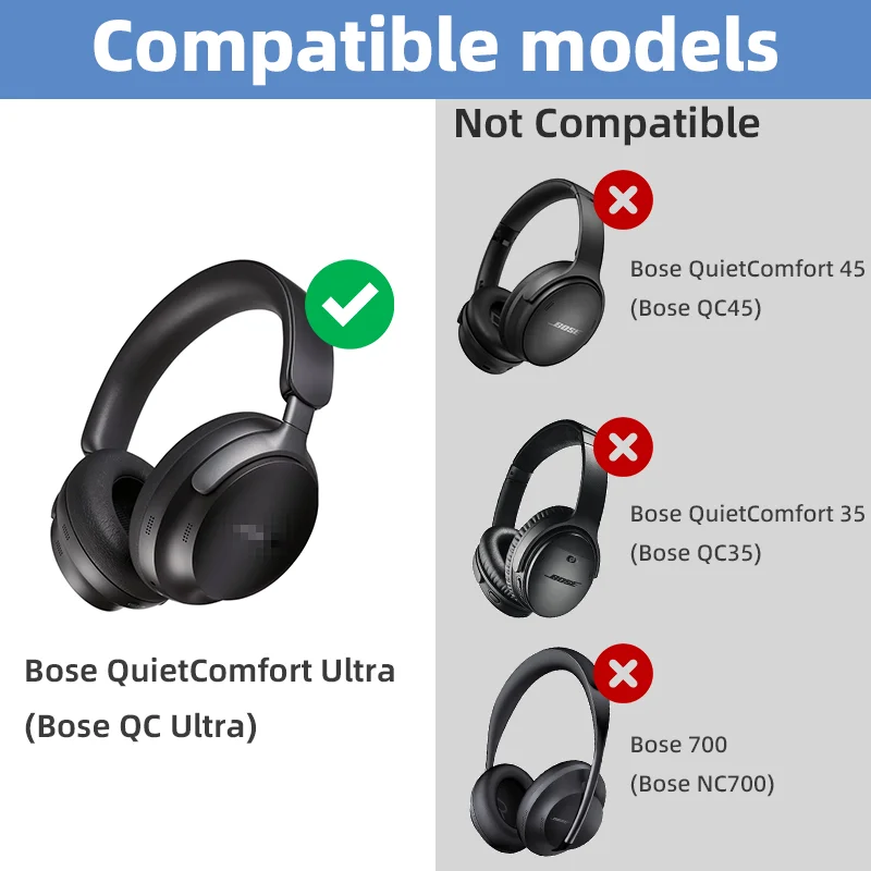KUTOU Ear Pads Cushion for Bose QuietComfort Ultra QC Ultra Headphone Replacement Earpads Leather Soft Foam Cover Earmuffs