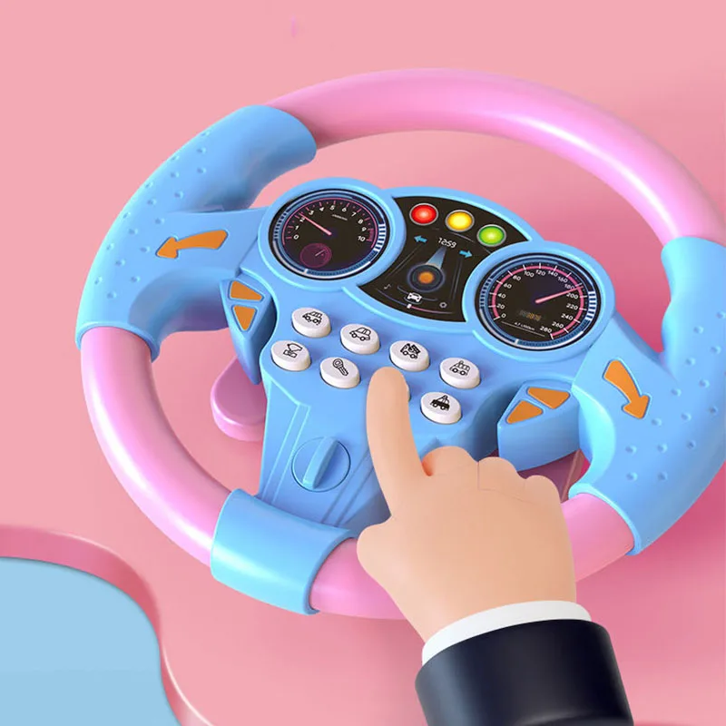 Brinquedo de volante com simulação leve para crianças, condução, som, música, engraçado, educacional, bebê, eletrônico, viagem, crianças, fofo