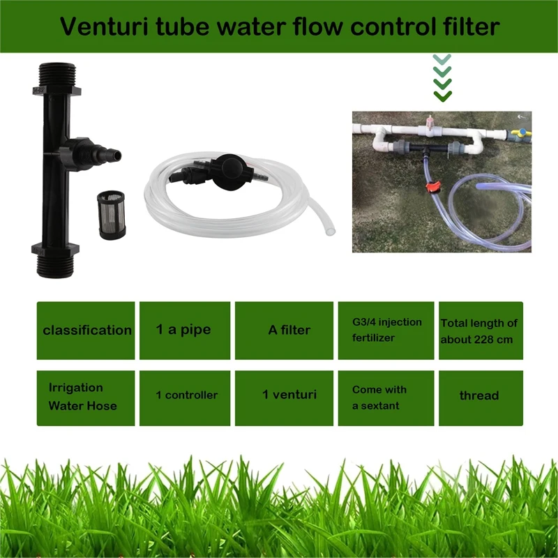 ZIZI 3/4 Garden Irrigation Device Venturi Fertilizer Injector Switch Water Tube Kit