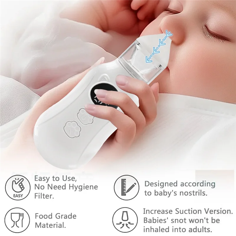 A99G-Electric Baby Nasal Aspirator Low Noise 9 Suction Level Settings Rechargeable Nose Sucker Cleaner Booger Mucus Remover