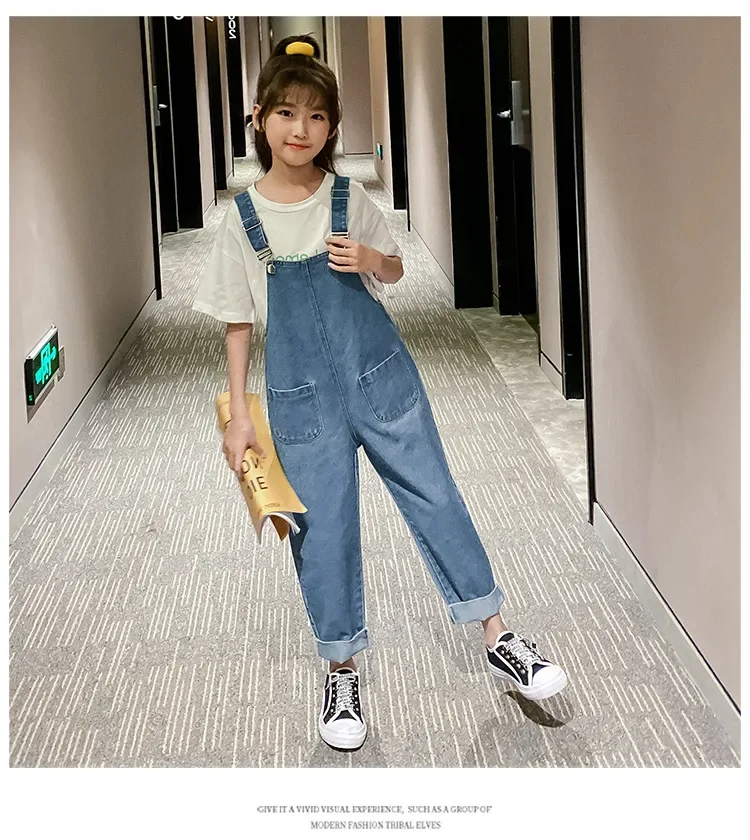 ZOETOPKID 2026 Herbst Kinder Latzhose Jeans für Mädchen Kinder Denim Overall mit Taschen Frühling Teenager Damen Hosenträger-Hose – Detail 8