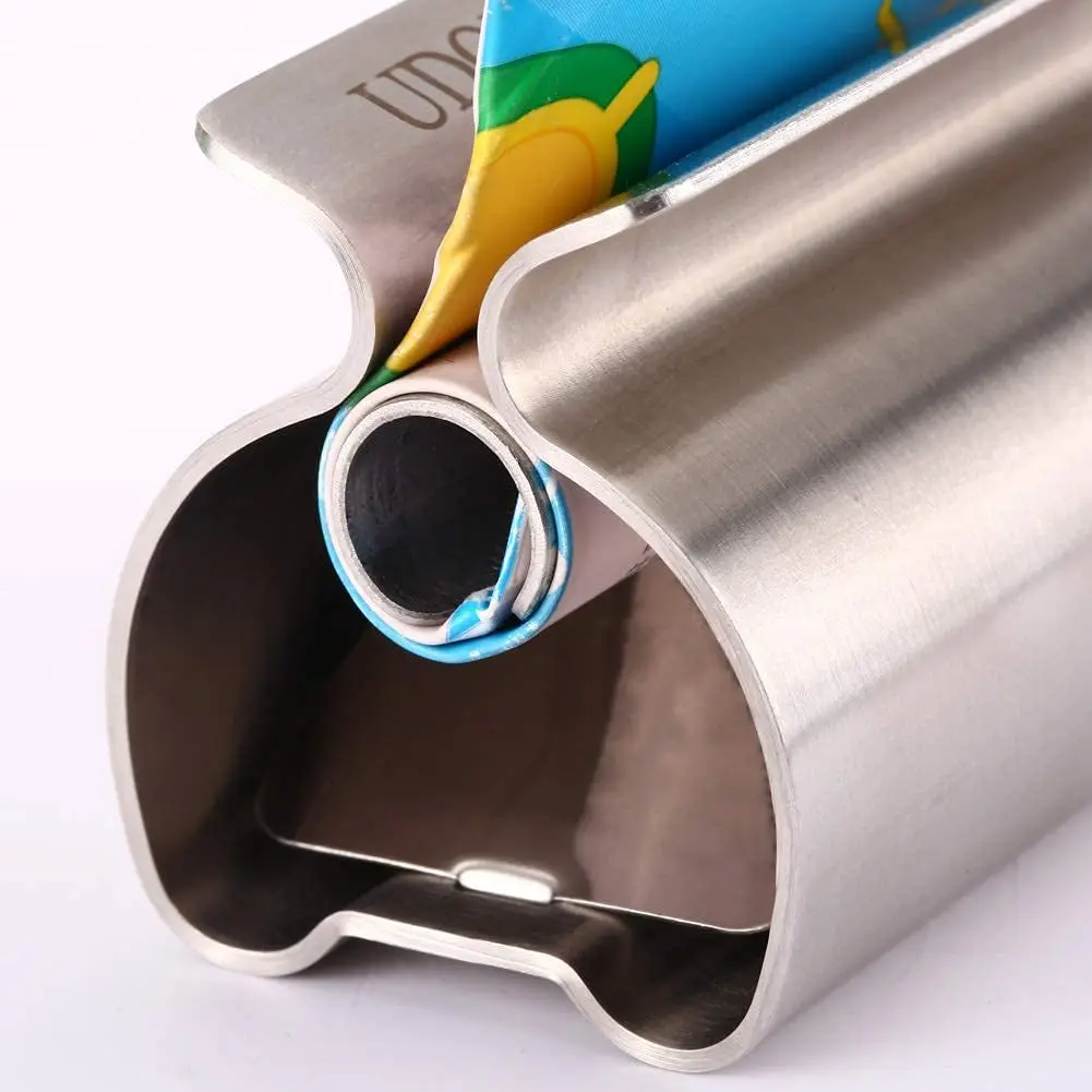 1 Pc Stainless Steel Toothpaste Squeezer Tube Roller Toothpaste Seat Holder Stand Press Manual Facial Cleanser Dispenser Tool