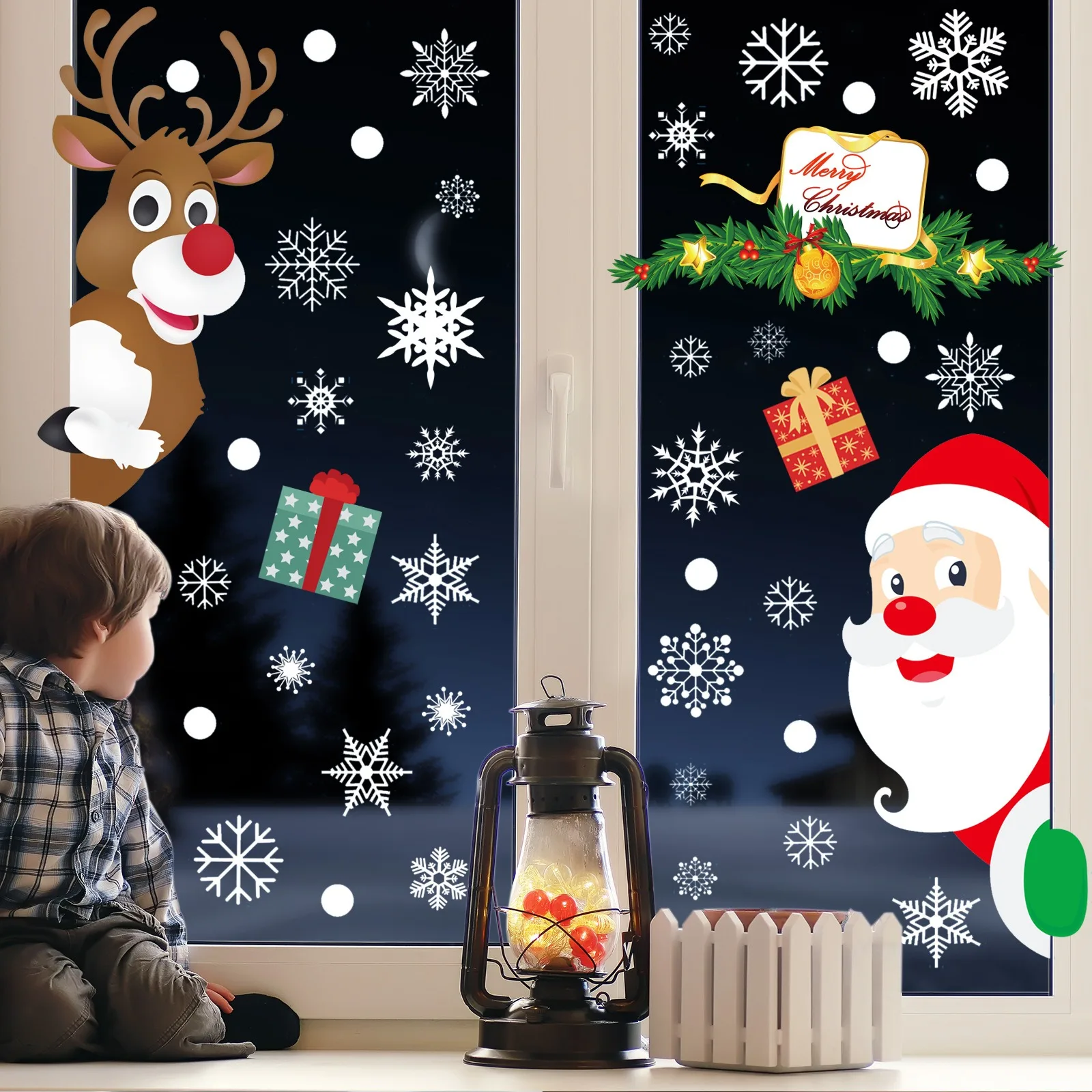 Christmas Window Stickers Snow - Snowflake Window Decal ulasan dan harga