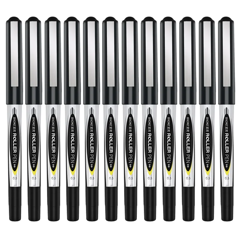 

12pcs/Box Straight Liquid Ballpoint Pen Black Neutral Pen Student Exam Quick Sign Pen Stationery Black Blue Red Commercial