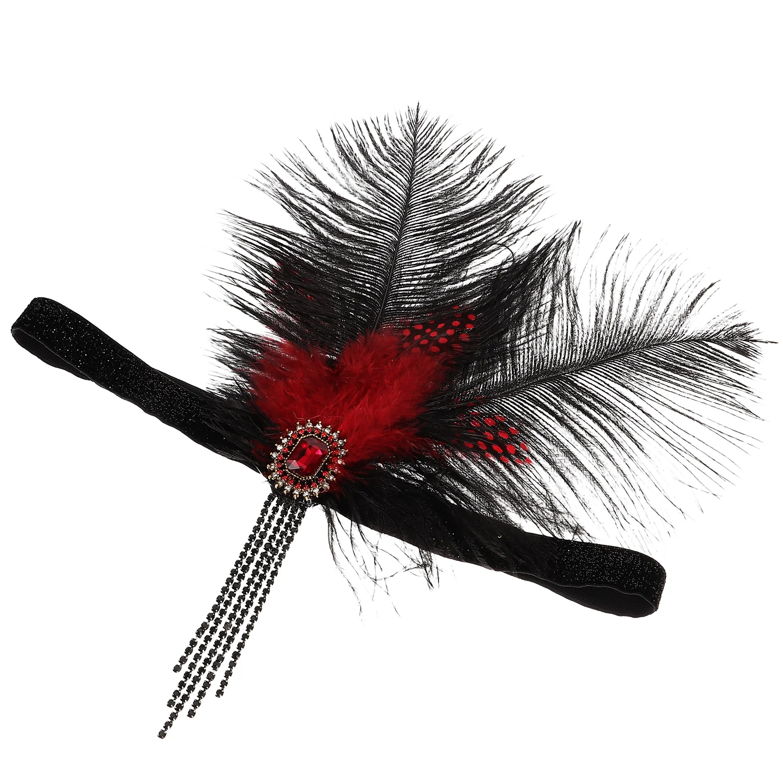 Forehead Headdress Plume Vintage Hair Band Accessories Rhinestones Headband Women Headpiece