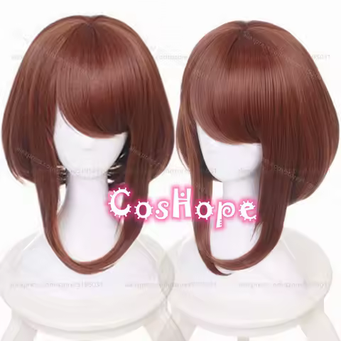 MHA OCHACO URARAKA Cosplay Wig Women Short Bob Brown Wig Cosplay Anime Cosplay Wigs Heat Resistant Synthetic Wigs