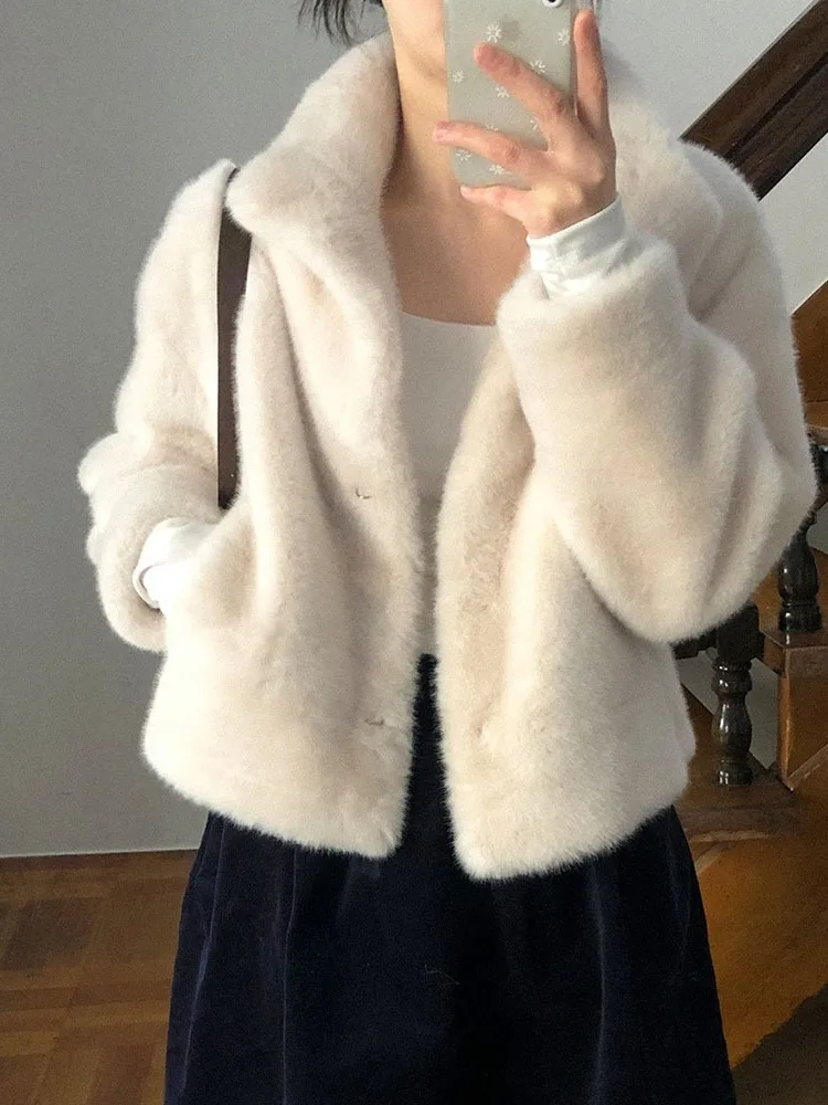 الشتاء ort جولة Ne فو المنك معطف المرأة الراقية رقيق الدافئة العصرية Jaet الكورية Sle فضفاضة تناسب ألياف البوليستر