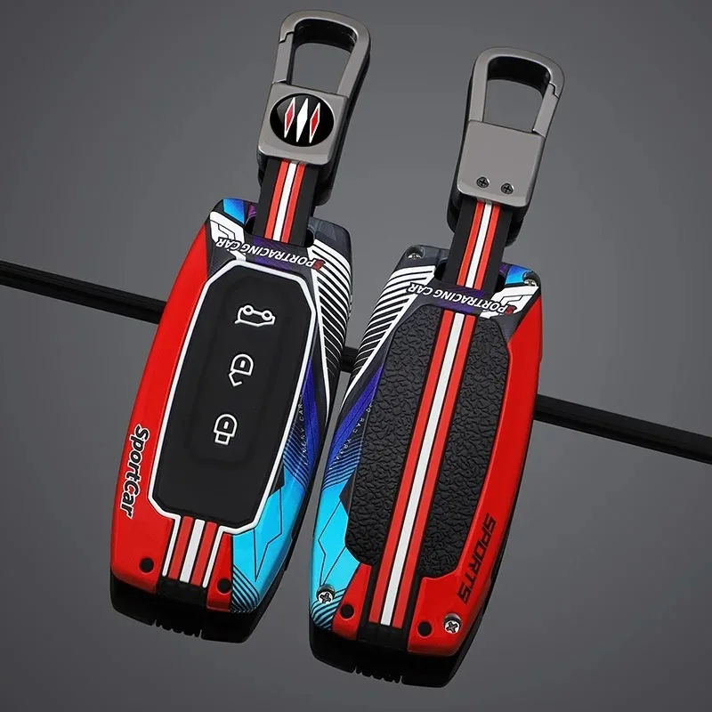 

Metal + silicone Car Key Case Cover For Ford Territory 2019 2020 2021 2022 2023 2024 2025 3 Buttons Keyless Entry Key Protection