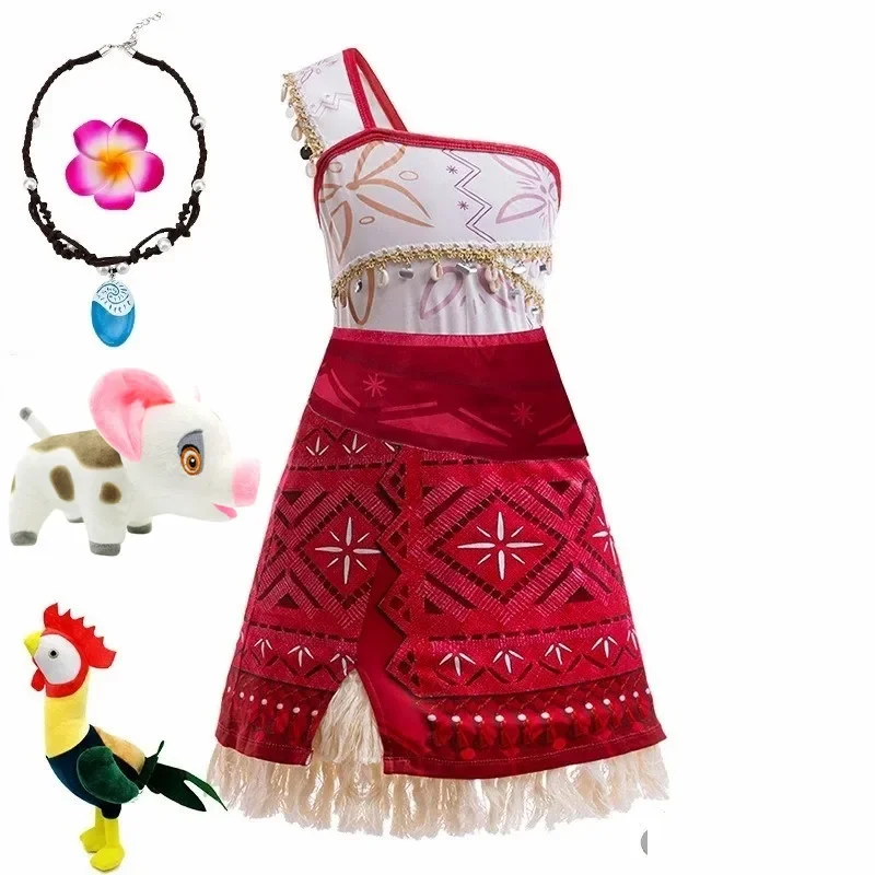 새로운 2025 2 의상 소녀 코스프레 공주 드레스 어린이 Vaiana 옷 카니발 파티 어린이 의상 폴리네시아 스타일 wrl88 z