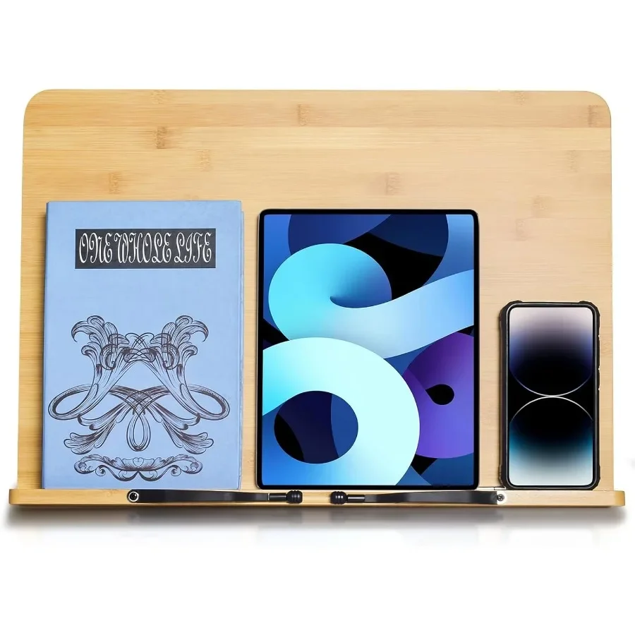 

Подставка для книг Очень большая 19,68 x 14 дюймов подставка для книг из бамбукового дерева Подставка для рецептов для чтения толстых книг без рук