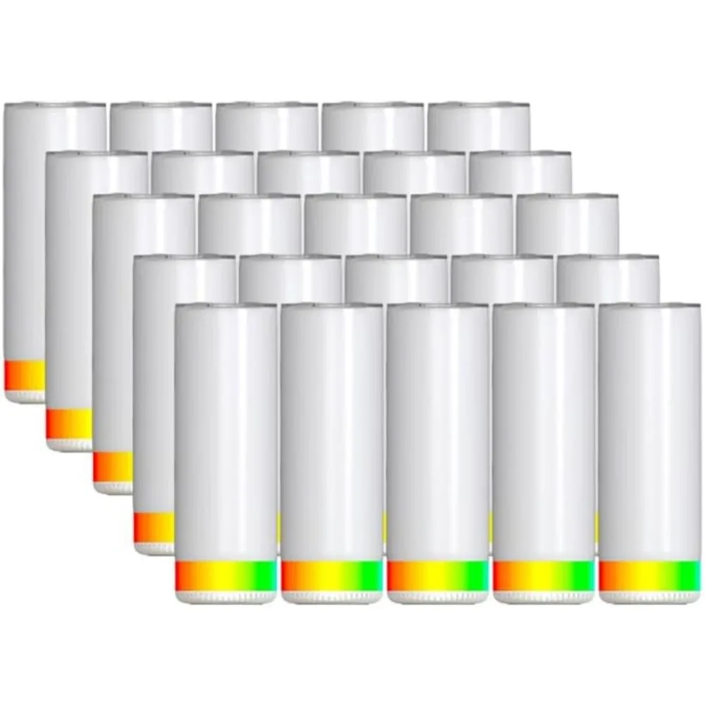 

25 шт., стакан для динамиков с сублимационной печатью Bluetooth, 20 унций, прямая тонкая двойная стенка с крышкой, белый (25 шт.)