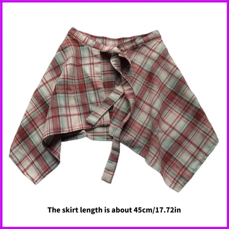 Plaids jupes hautes nœuds hémpoite asymétrique mini jupe patineuse