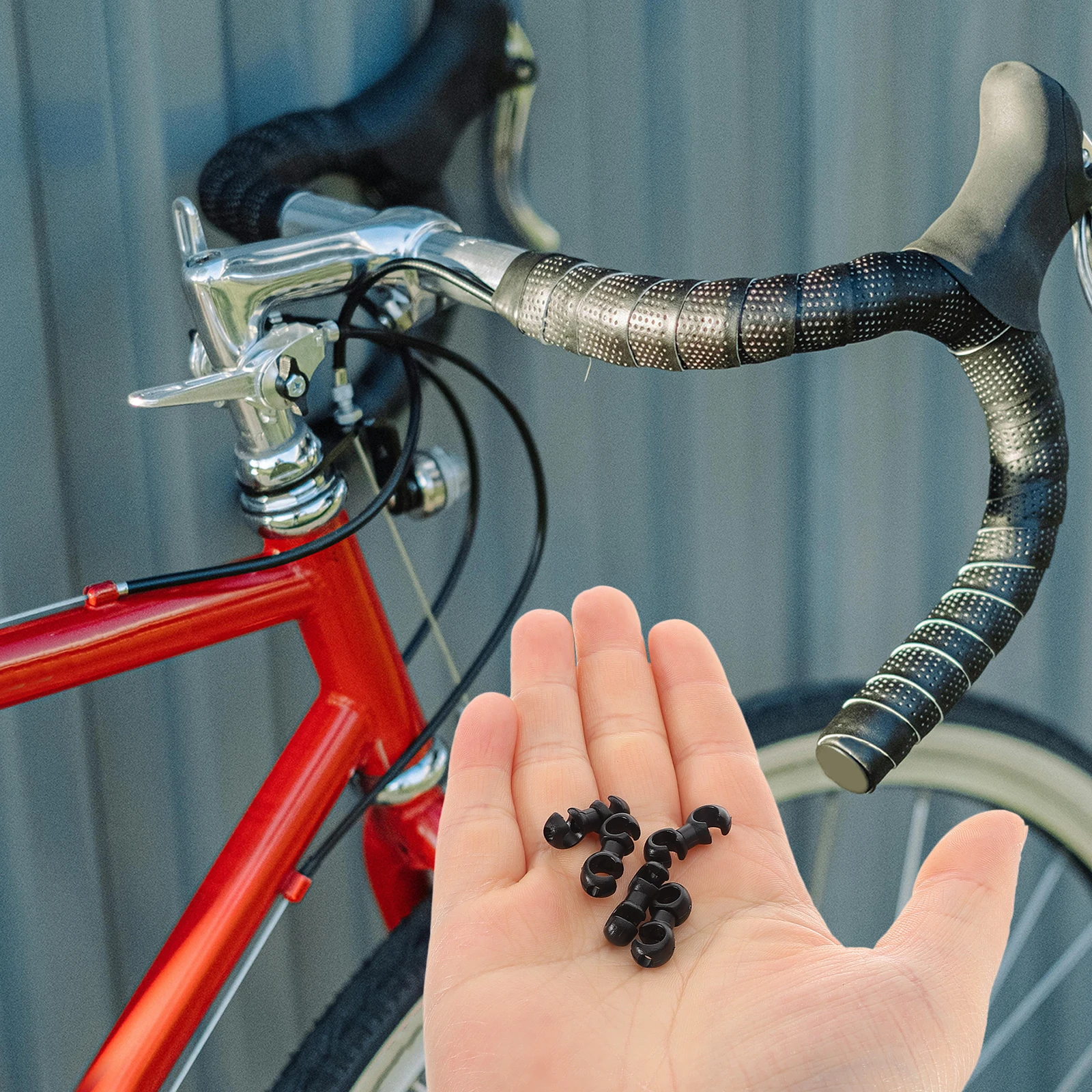 

10 PCS Bicycle Buckle Cable Clips Bike Clamps Black Plastic Brake Shift Base Accessory