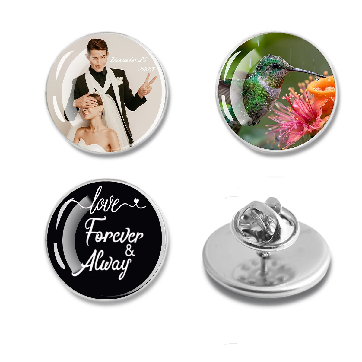 25mm Personalized Photo Brooch Keepsake Jewelry Gift - Custom Glass Dome Collar Pin Stainless Steel Gift Badge ﻿