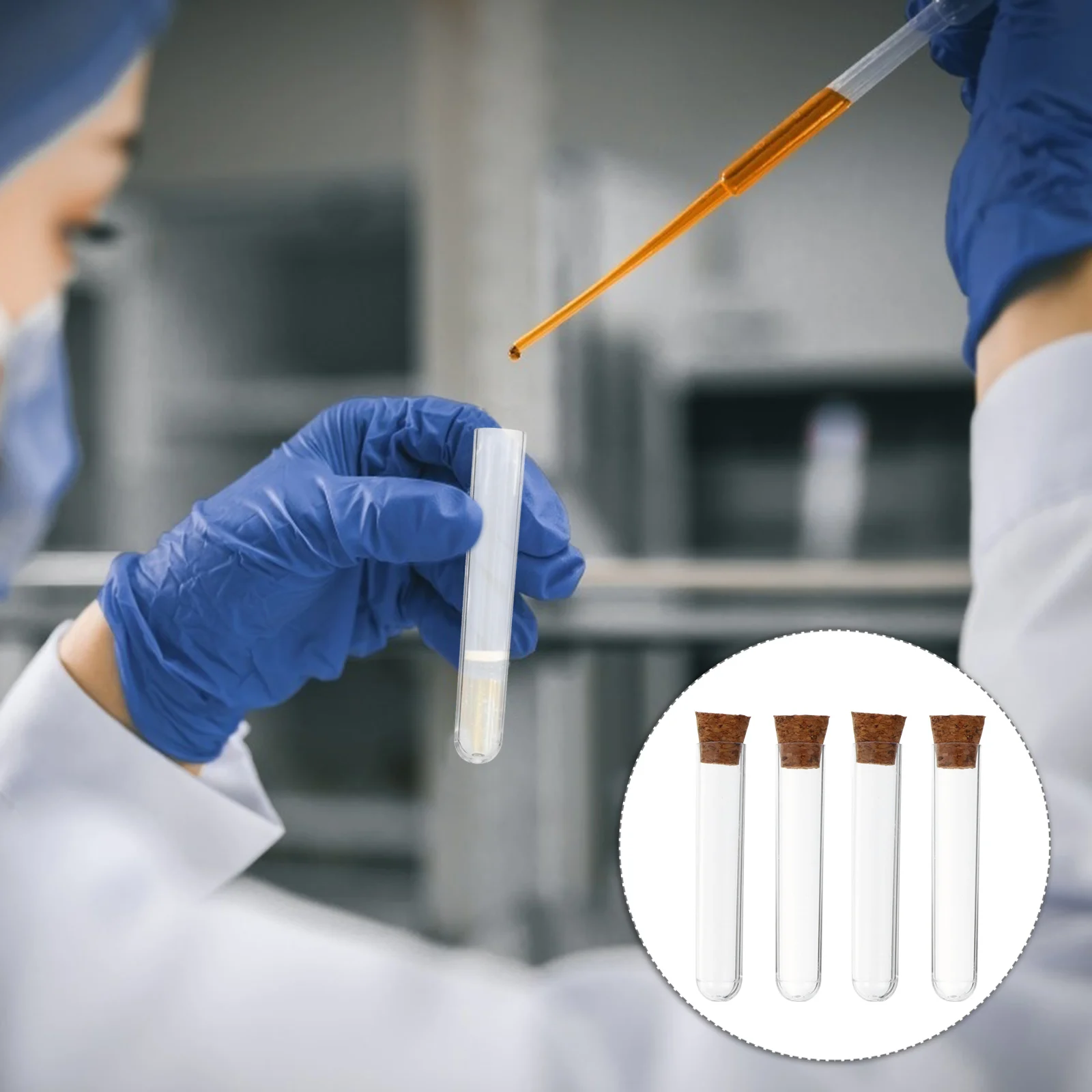 

40 Pcs Cork Test Tube Teaching Tool Transparent Tubes Plastic Container with Caps Bath Salts