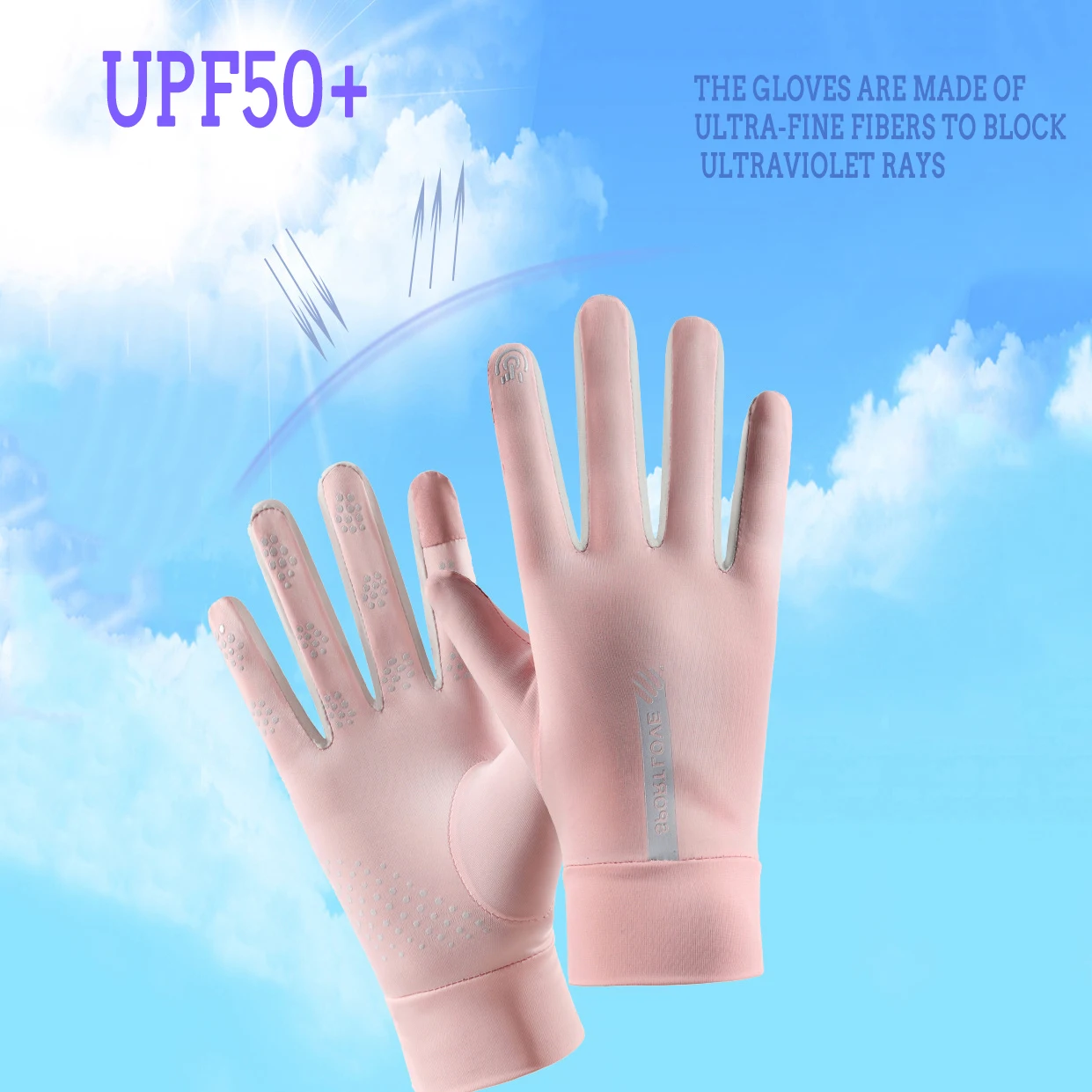 Guantes de protección solar UV para hombre y mujer, guantes de conducción antideslizantes para pantalla táctil, bloqueador solar de seda de hielo